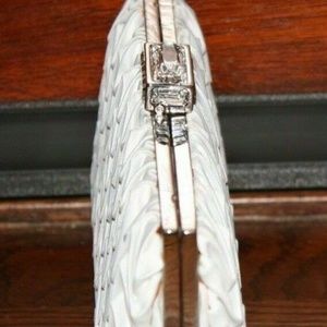 Judith Leiber Ruffles White Satin Clutch